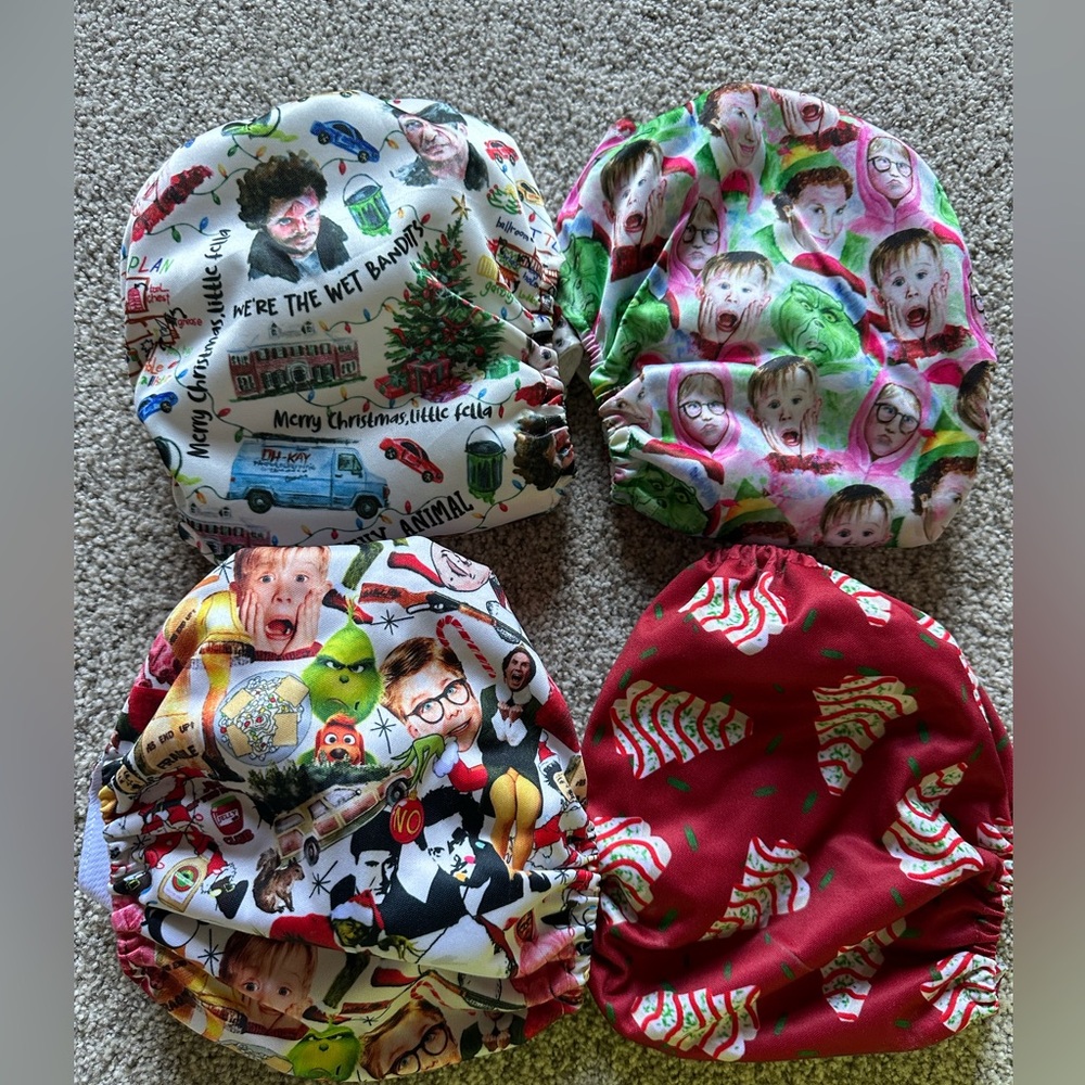 Pocket diapers Christmas themed